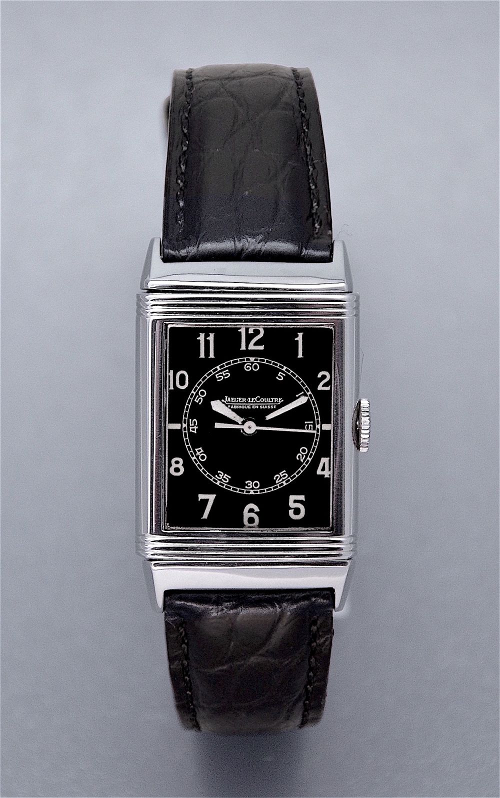 Jaeger Le Coultre c1942 stainless steel gents black dialled 'Reverso ...