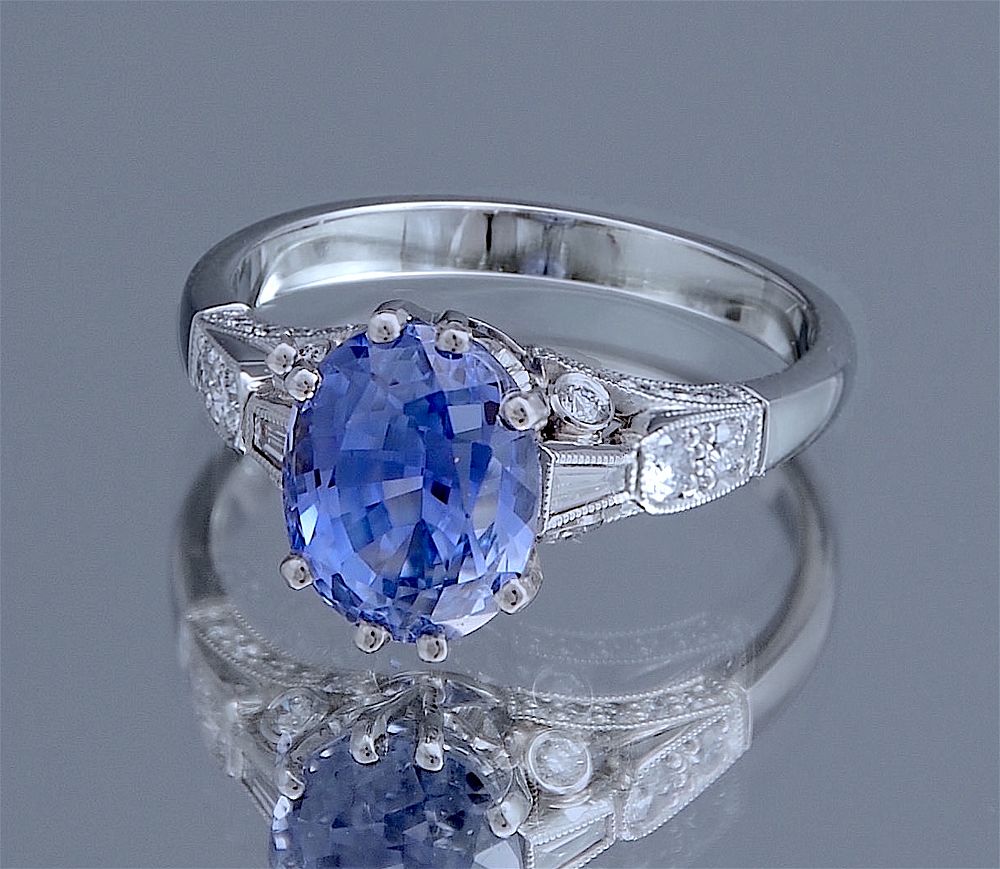 Sapphire diamond & platinum ring from Scarab Antiques