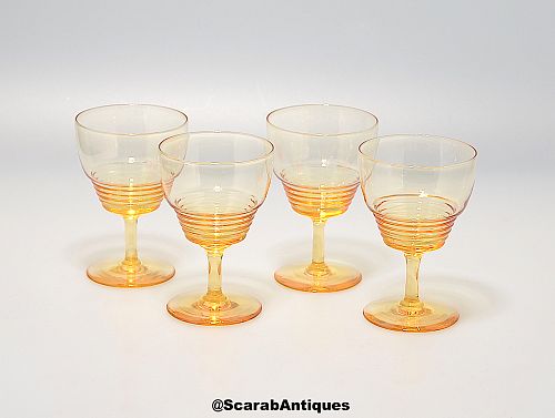 Stuart Crystal amber glass liqueur glasses from Scarab Antiques