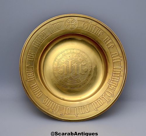 English brass church collection plate from Scarab Antiques