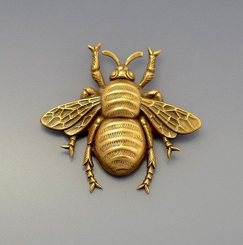 Joseff of Hollywood bronze tone metal bee brooch from Scarab Antiques