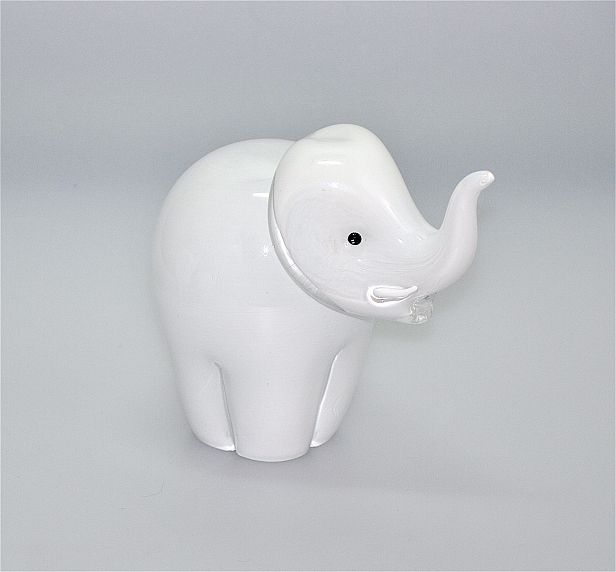 Michael Hunter for Twists Glass large clear & white glass elephant from ...